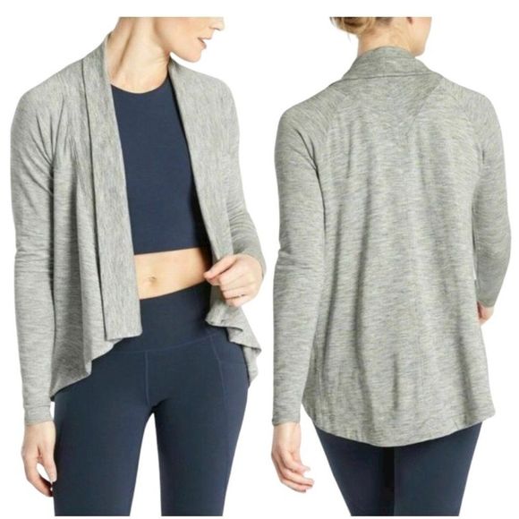 NWT Athleta Nirvana Wear Two Ways Wrap, Size Small, Marled Heather Gray - Picture 1 of 8